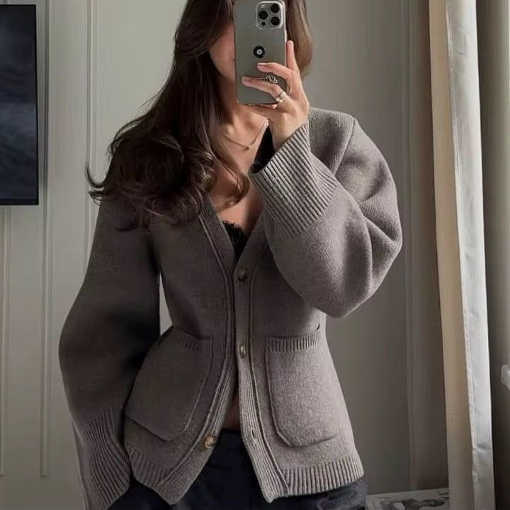 Beige Knitted Cardigan