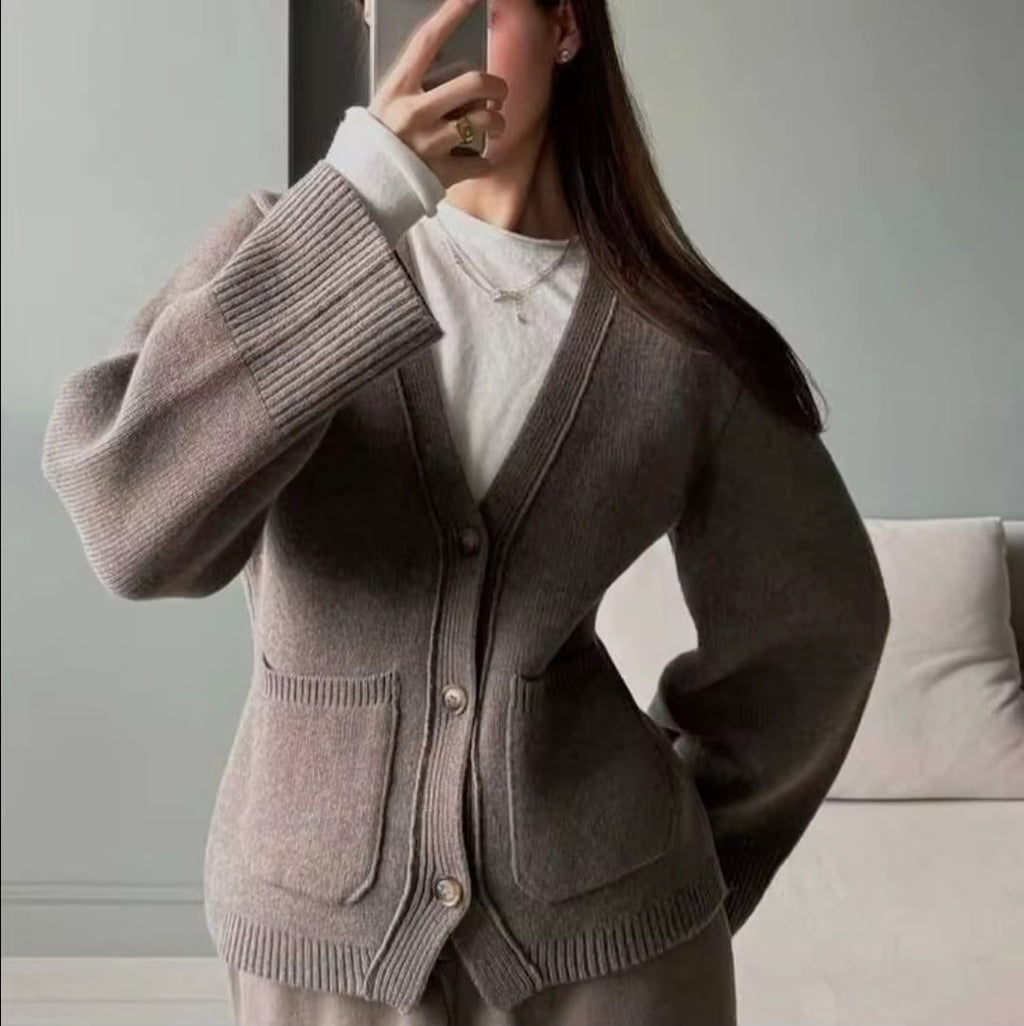 Beige Knitted Cardigan