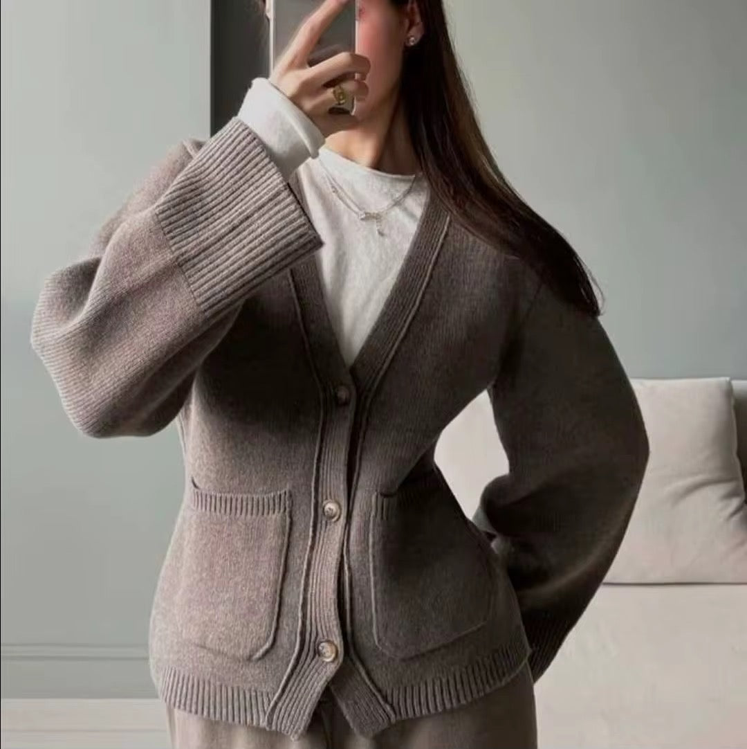 Beige Knitted Cardigan